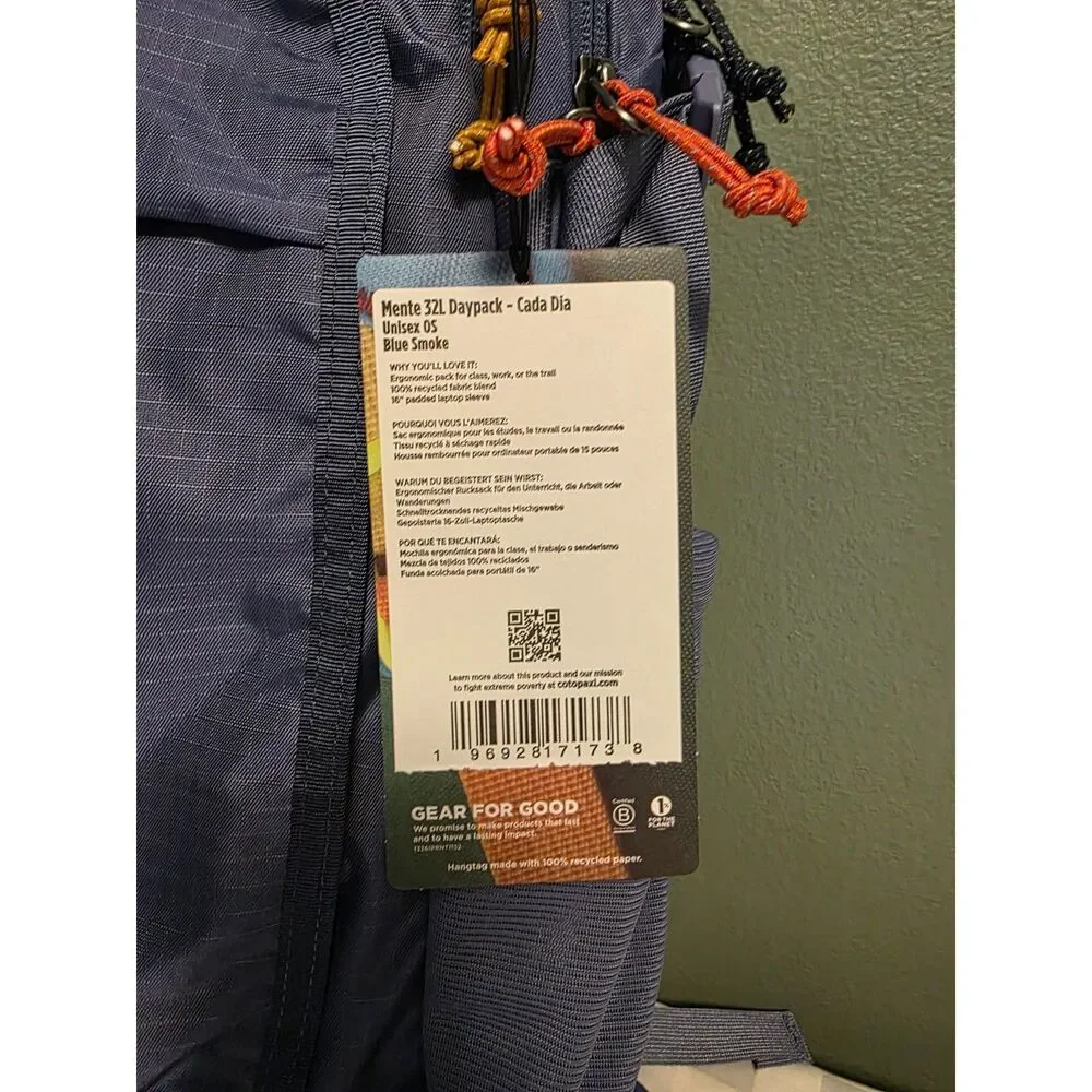 Cotopaxi Mente 32L Daypack Cada Día Blue Smoke Backpack Like New w Tags